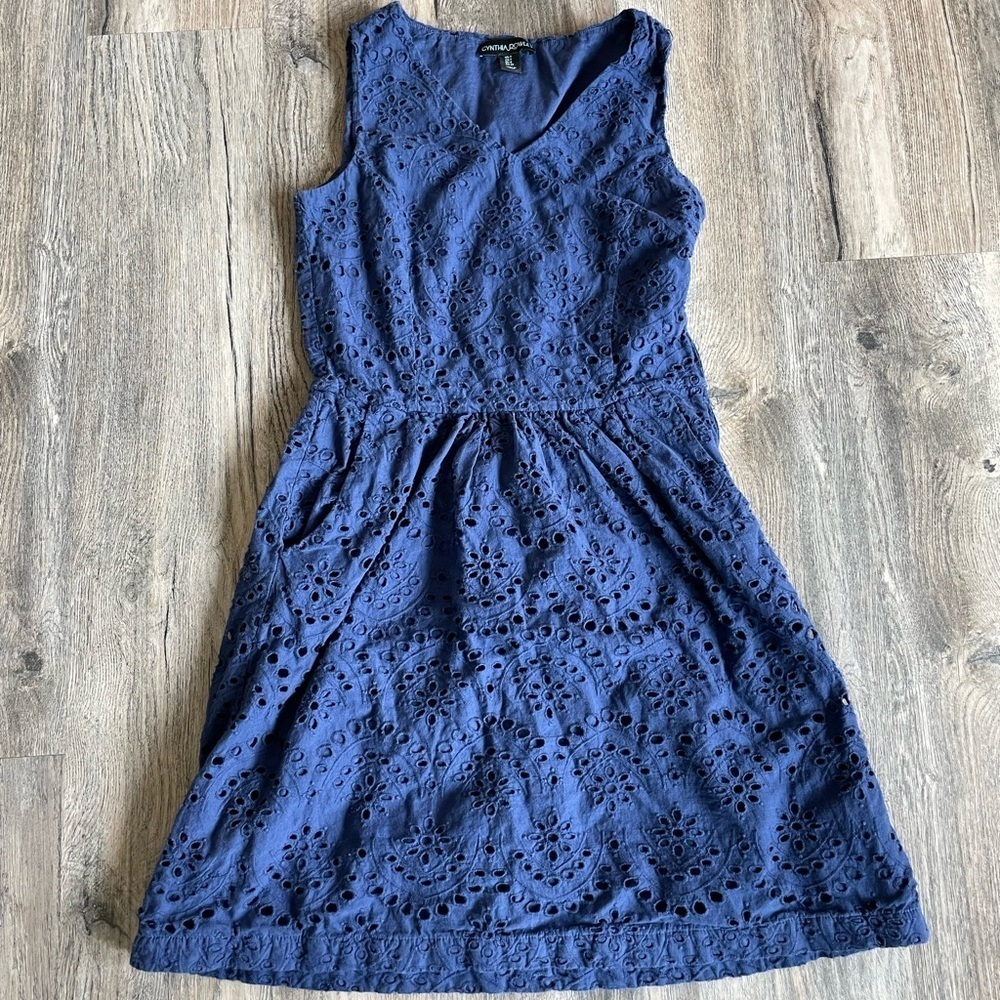 Cynthia Rowley Blue Eyelet Dress Sz 2